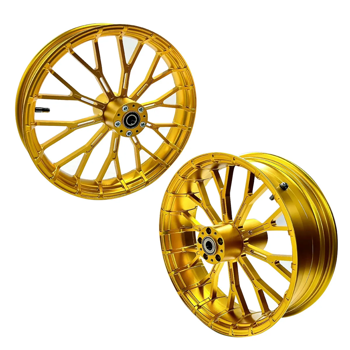 

For Harley 09-later Touring Models Accessory New Condition Gold Aluminum Alloy Motorcycle Wheel Hub Front & Rear Rim Compatible