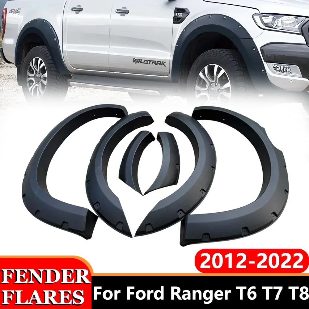 

Car Wheel Arch Fender Flares For Ford Ranger T6 T7 T8 2012-2022 Wildtrak XTL XL Double Cabin Mudguards 4x4 Auto Part Accessories