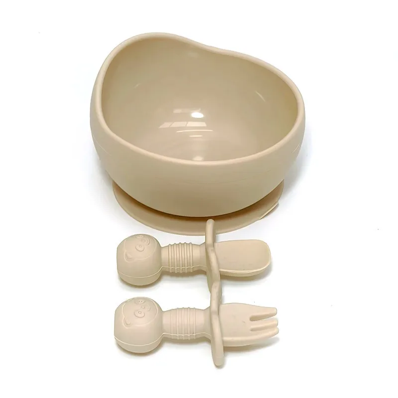 

3 шт., силиконовая дополнительная миска, детская силиконовая миска, набор детских вилок и ложек, детская автономная дополнительная силиконовая тарелка для еды