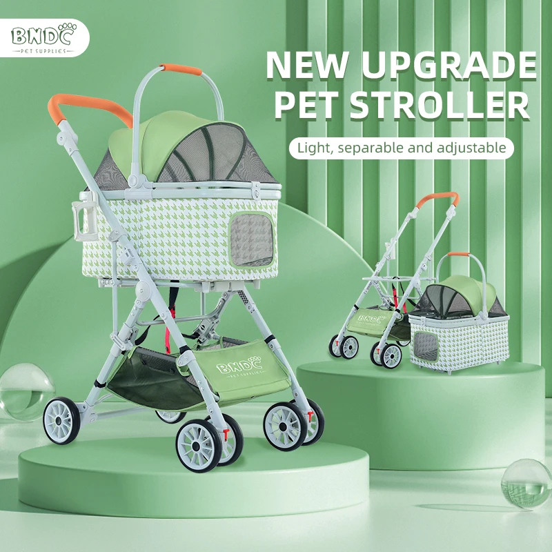 

2023 New Designed Customized Double Foldable New Fashion High Quality Pet Carrier Travel Stroller Pet Cart
