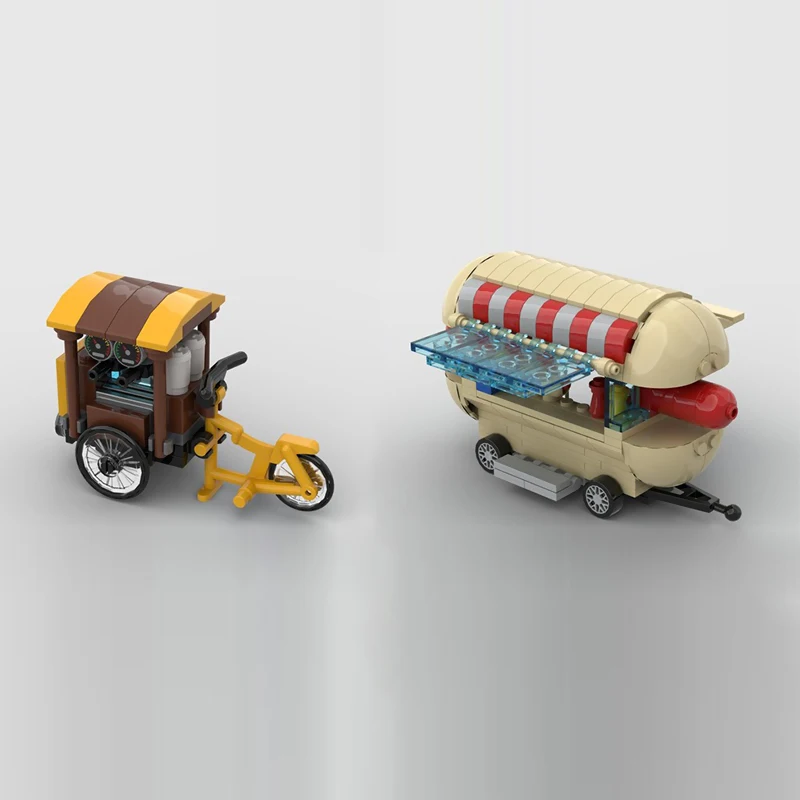 Street View Model MOC Building Bricks Coffee Take Away And Mobile Shop Modular Technology Gifts Holiday Assemble Children Toys