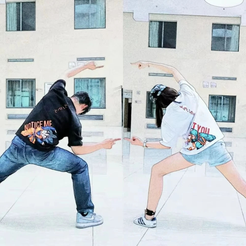 Conjunto de camiseta de Dragon Ball, camiseta de Anime de algodón blanco y negro de verano 2025, bañadores de Goku, Notice Me Get You, ropa de calle japonesa para parejas