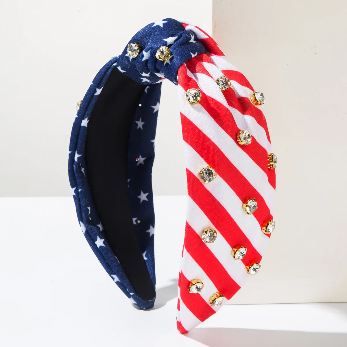 

2025 New American Flag Independence Day Creative Diamond Striped Star Sequin Fabric Headband Hair Accessories