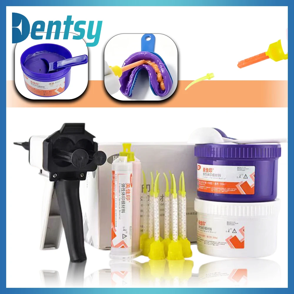 Matériau d'empreinte dentaire en silicone, pâte à modeler haute et basse viscosité, kit de lavage pour dentiste professionnel, pour la création de modèles précis de couronnes, bridges et implants 1