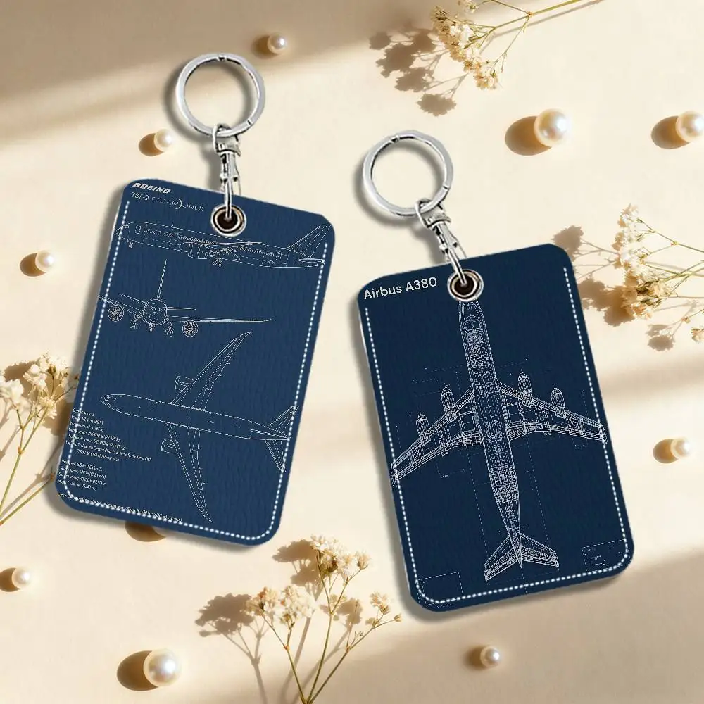 Air Force Plane Airbus A340 B747 Airplane Keychain Card Holder Badge Credit Card Holder, Student ID Card Holder, Bus Cards Cover
