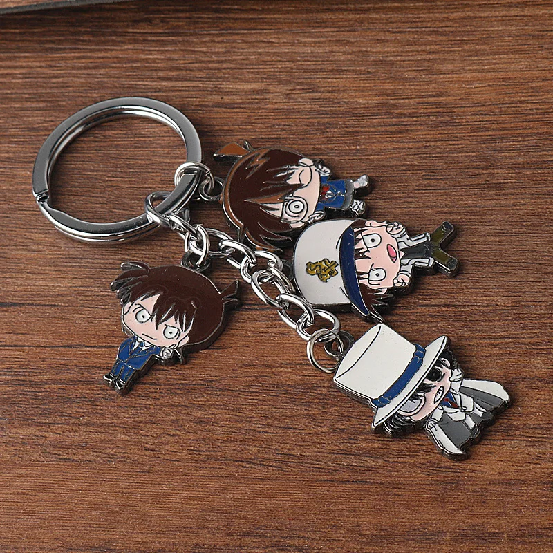 Anime cosplay Detective Conan keychain Cartoon figure Conan Edogawa Hattori Heiji KID car keyring jewelry fans gifts