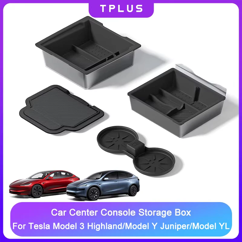 Mittelkonsolen-Organizer-Ablage Armlehnen-Aufbewahrungsbox für Tesla Model Y Juniper 2025 2026 Model 3 Highland Model YL Autozubehör