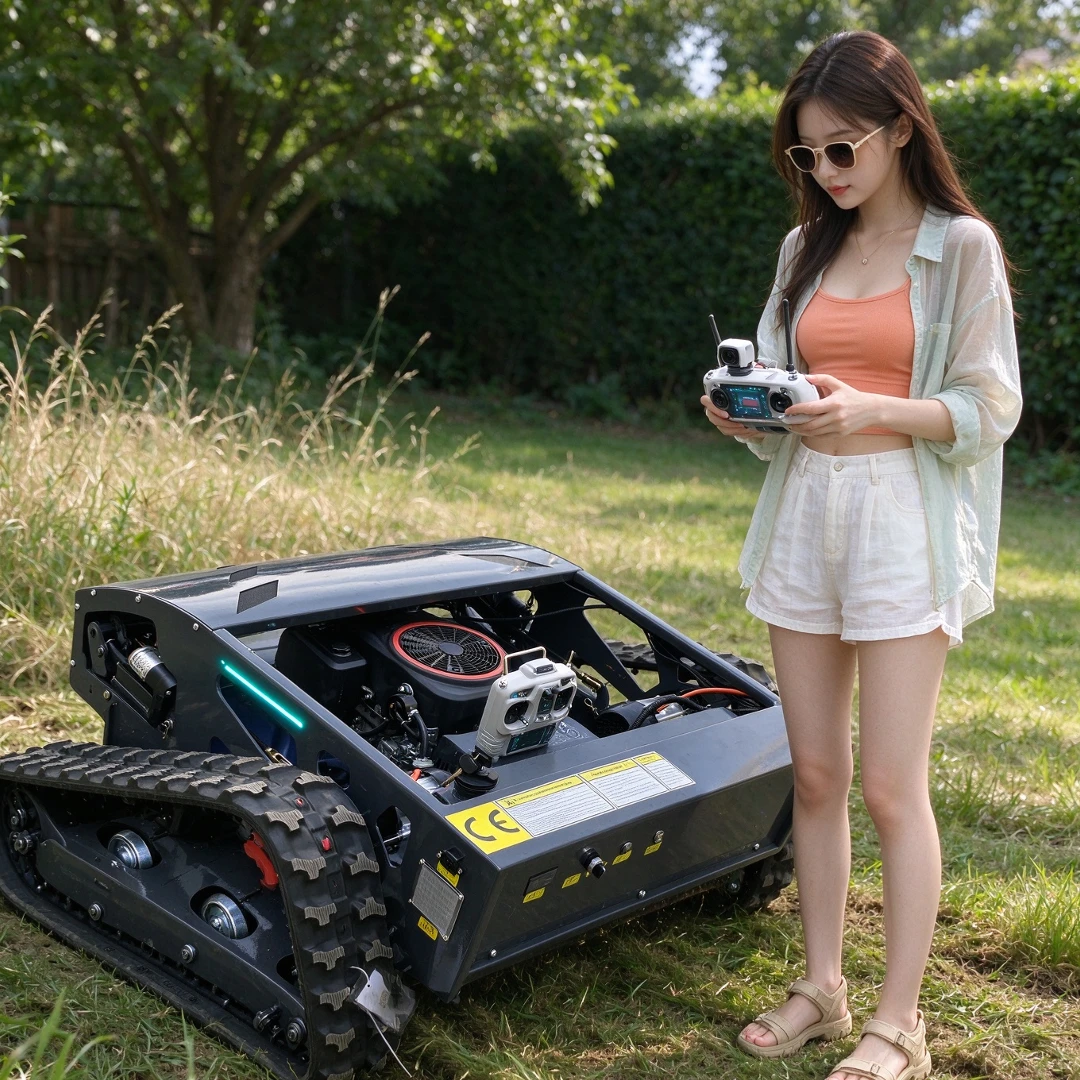 Customized lawn mower remote control lifting height one key emergency stop safe and reliable width 80-120CM