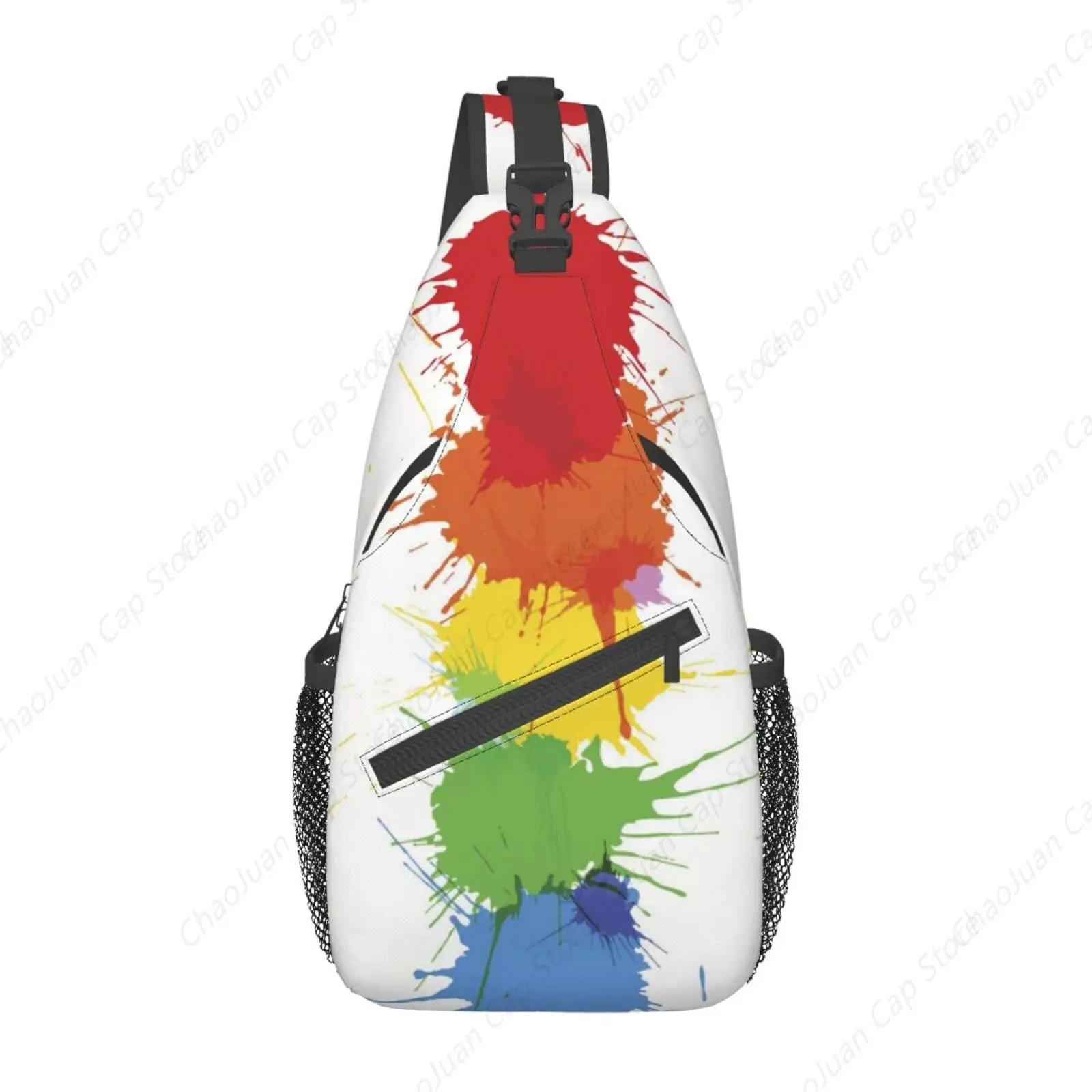 

Сумка-слинг Rainbow Paint Splatter для мужчин и женщин — рюкзак через плечо с регулируемым ремешком | Идеально подходит для повседневных прогулок, походов