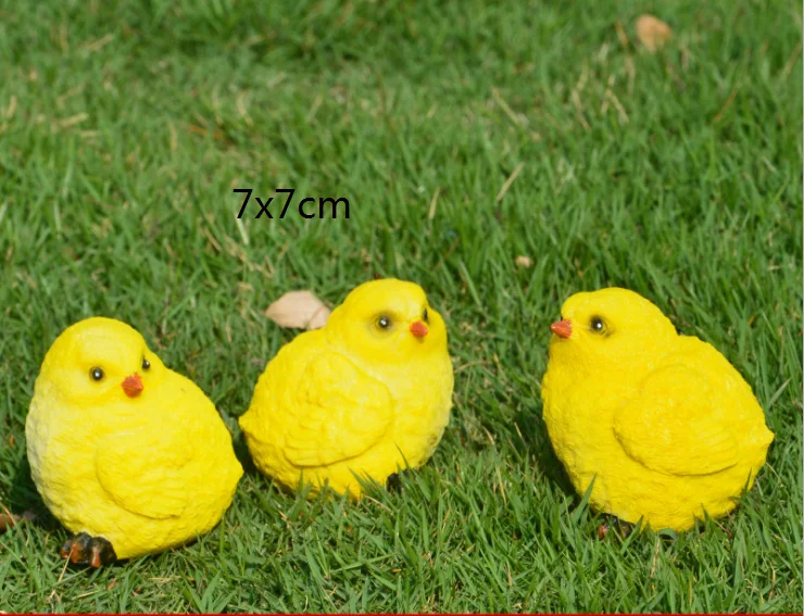 3 pieces a set simulation chick models resin small chicken dolls gift about 7cm xf2089