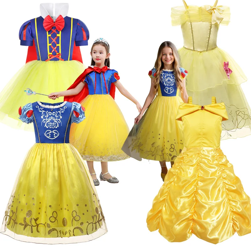 

Belle and Snow Kid Cosplay Dress Children Fantasy Birthday Party Princess Costume 2-10Y Halloween Carnival Clothes 2025