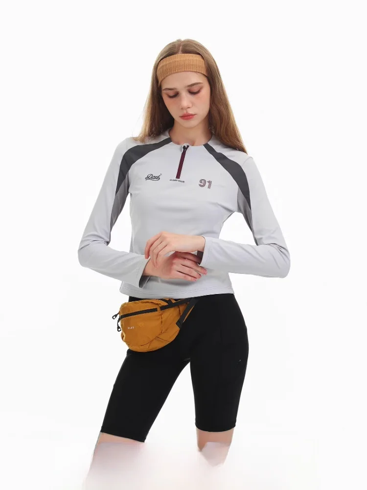 

DSU Women's Slim Fit Long Sve T-irt Fitn Training Sportswear Spring Cycling Outfit f Zip Color Blo Top