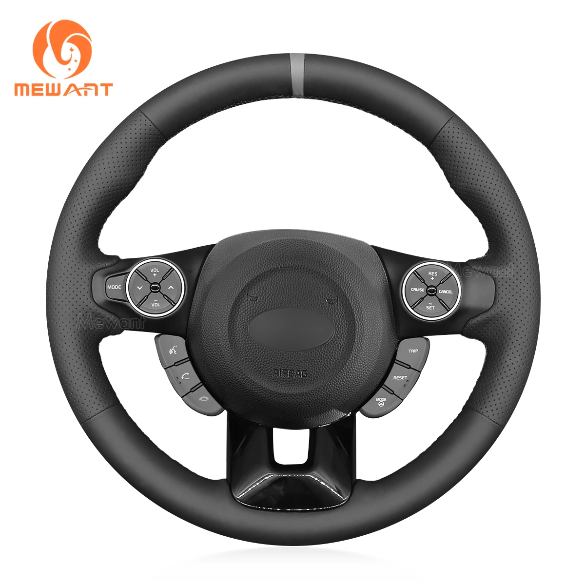 

MEWANT Black Leather Material Car Steering Wheel Cover for Kia Soul Steering Wheel Leather Replacement