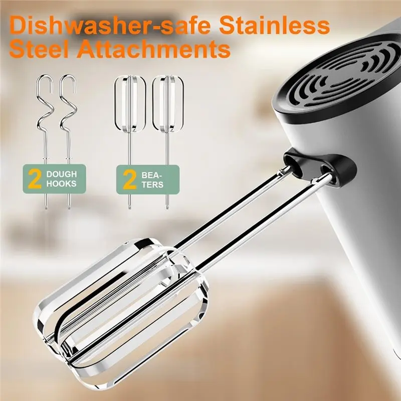 N89R Kitchen Electric Hand Mixer, 600W Turbo Boost/Self-Control Speed+ 5-Speed Motor European Plug EU PLUG Handheld
