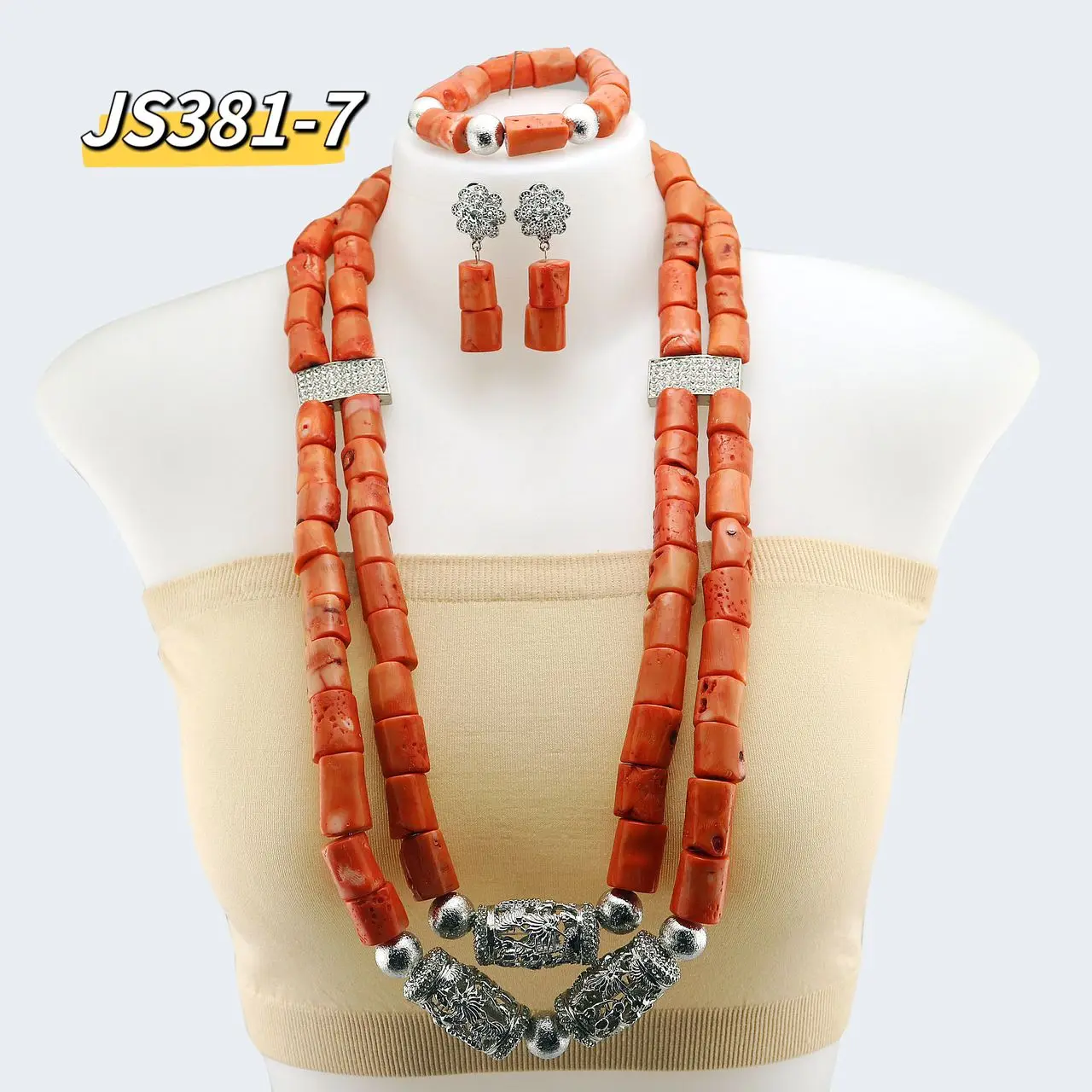 Guangzhou Jewelry Beads Charm Bracelet Sets For Wholesales 3 Circles African Beads Jewelry Set Nigerian For Women