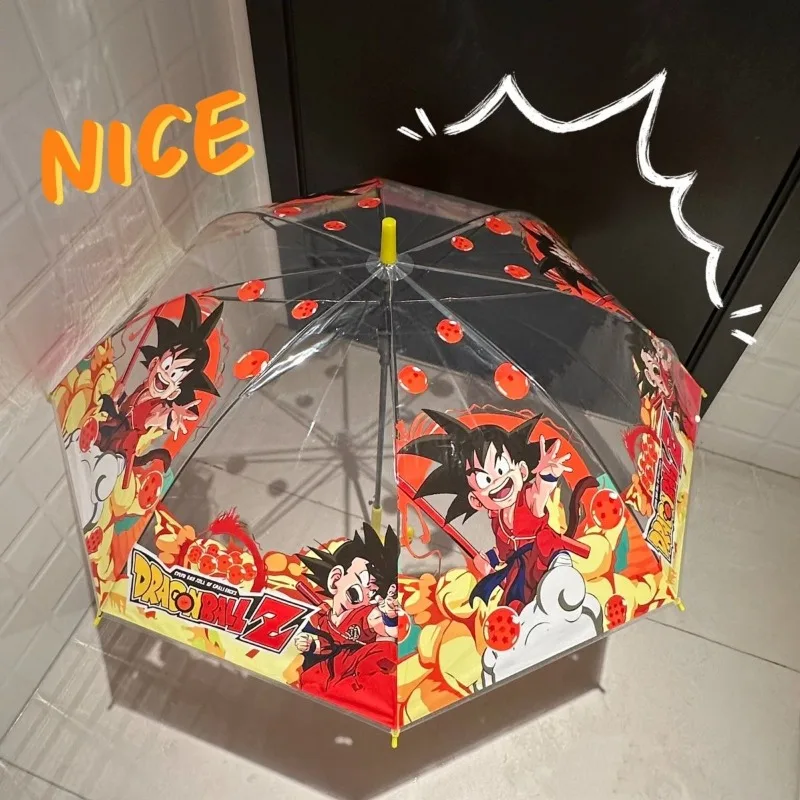 

New Dragon Ball anime three-fold umbrella for men and women Goku Super Saiyan anime fully automatic transparent umbrella gift
