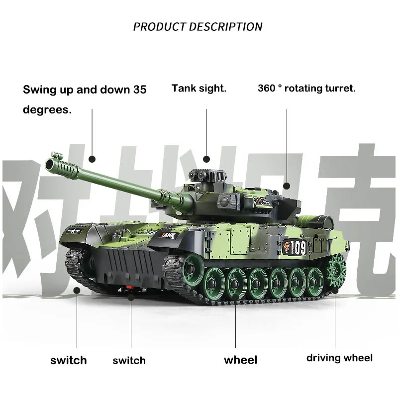 13 Ch Rc réservoir bataille voiture télécommande réservoirs de guerre modèle 2.4G Radio contrôle Machine jouets pour garçon enfants enfants jouets cadeau