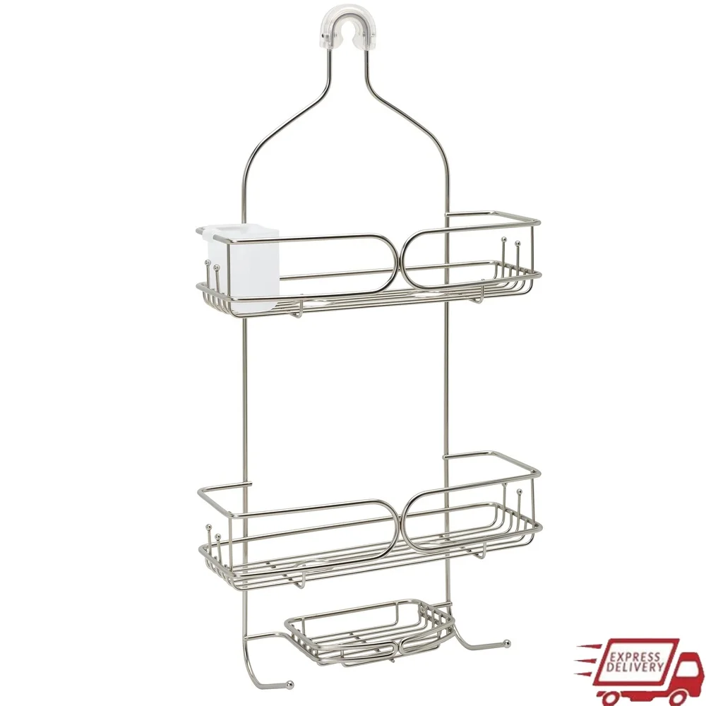 

Душевая кабина из нержавеющей стали, верхнее хранилище с двумя полками, крючками, мыльница и конструкцией быстрого слива, организация ванной комнаты