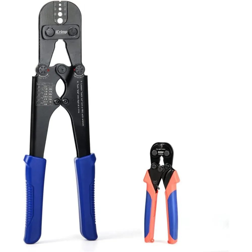 

Wire Rope Crimping Tool Kit for Aluminum Sleeves, 3/64in to 1/8in, with Cutter for Fencing and DIY Projects