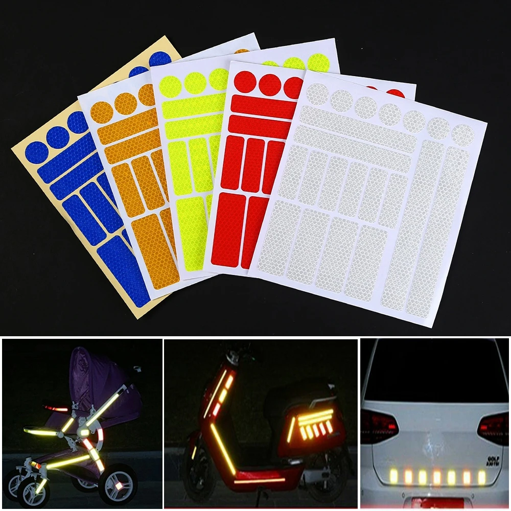 MTB Bike Reflective Stickers Fluorescent Motorcycle Bicycle Reflector Cycling Wheel Rim Night Safty Warning Reflector Film Decal