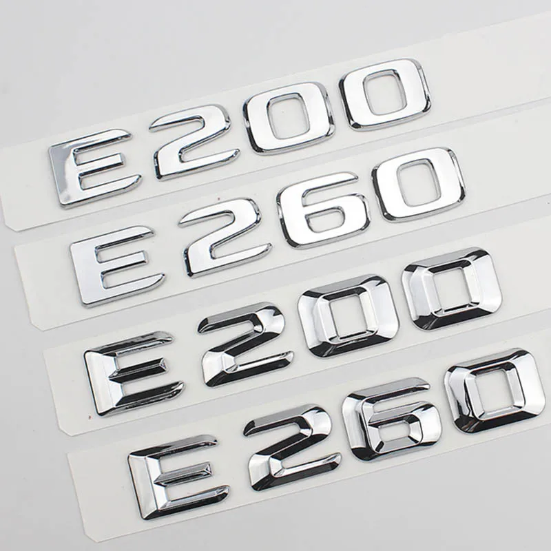 

3D ABS Chrome Silver Letters For Car Stickers E200 E220 E260 E270 E300 E320 W212 W213 Trunk Emblem Logo Badge Accessories