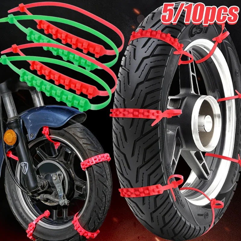 

5/10pcs Anti-Skid Snow Chain Motorcycles Bicycles Wheels Tire Non-slip Snow Chains Anti-skid Cable Ties Road Safety Accessories