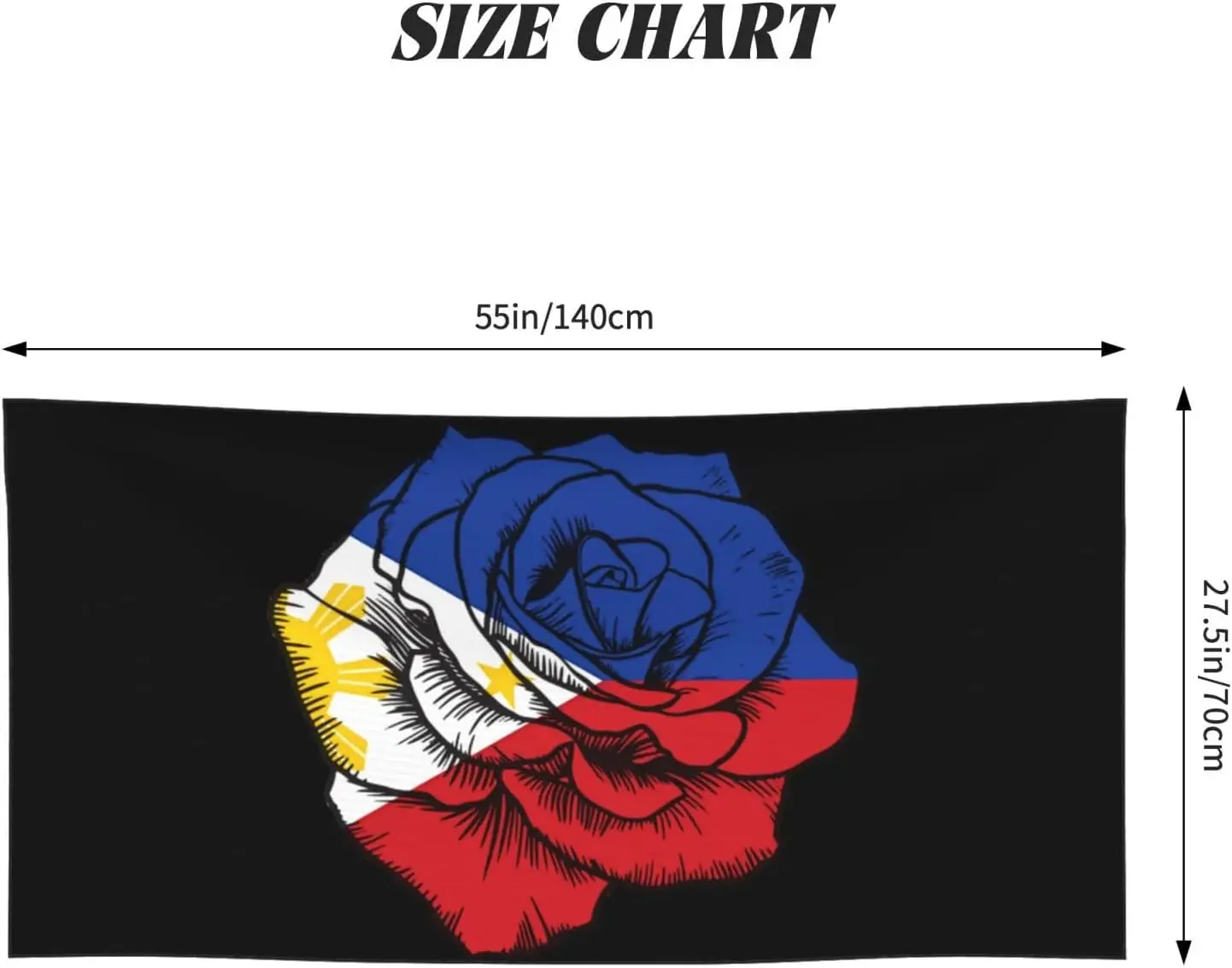 Philippines Flag Rose Patriotic Flag Design Beach Towel  Lightweight Quick-Dry Bath Towel for Pool,Sport & Travel,Vintage Styles