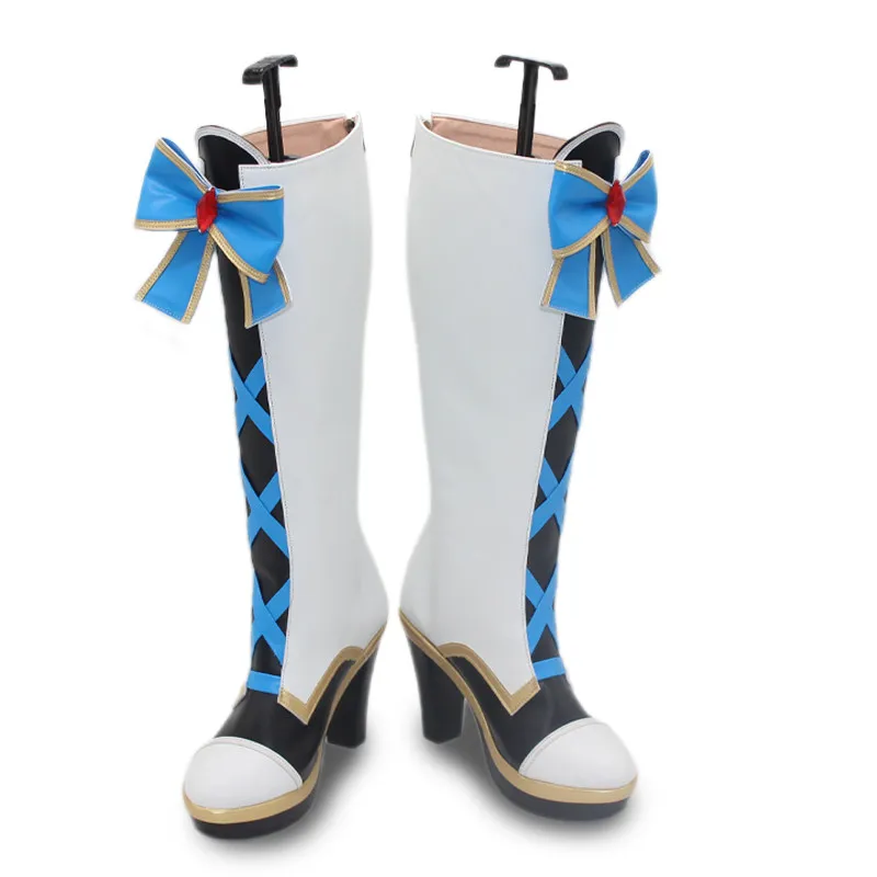 Scarpe Cosplay Umamusume Pretty Derby Cinderella Gray Oguri Cap, Stivali Bianchi Personalizzati al Ginocchio per Uomo e Donna, Scarpe per Feste di Halloween