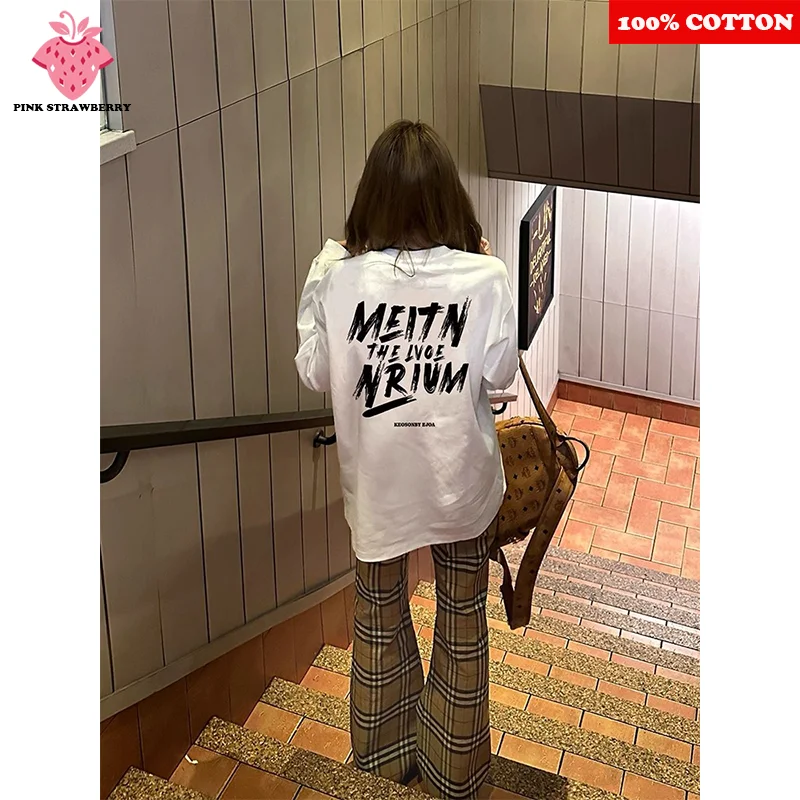 

American Street Long sleeve T-shirt Women Spring Autumn 2025 New Letter Print Loose Tee Bottoming shirt Y2k Top female clothing
