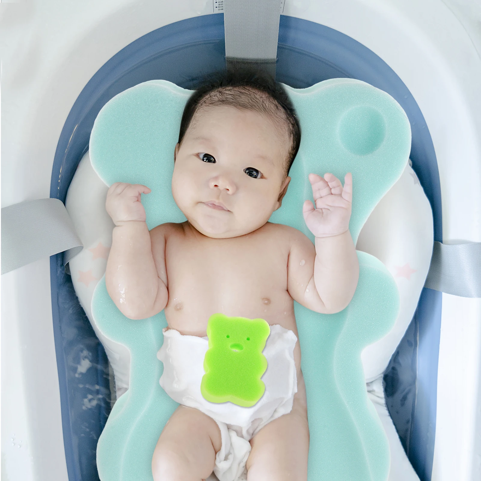 

2PCS Pad Baby Bathing Newborn Support Infant Seat Mats Cushion Tub Mat Soft Nonslip Breathable Machine Washable Baby Bath