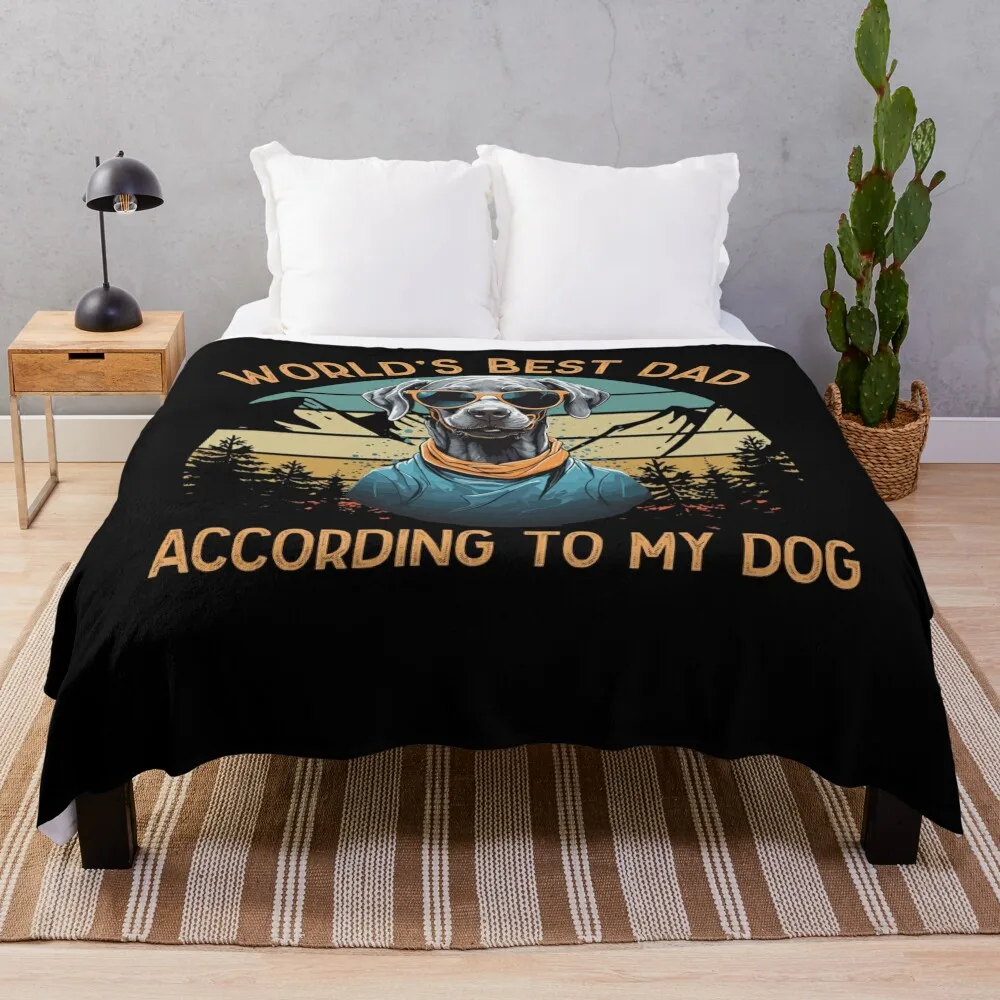 World Best Dog Dad Weimaraner Funny Dogs Throw Blanket Personalized Gift Decoratives Blankets