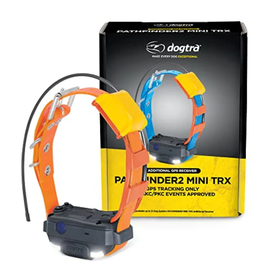

GPS-трекер Pathfinder 2 Mini TRX для собак с дополнительным приёмником, светодиодной подсветкой, оранжевым ошейником, совместимый со смарт-часами, перезаряжаемый, водонепроницаемый