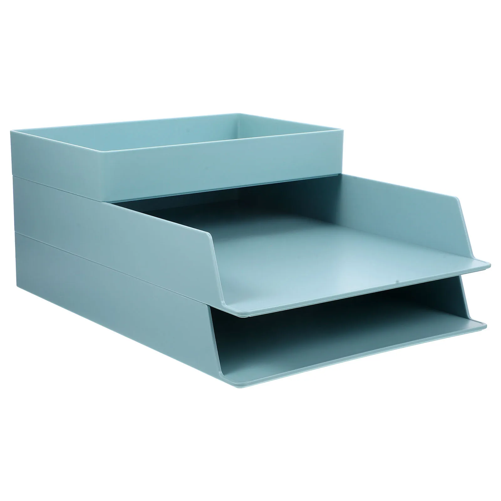 1Set ABS منظم الملفات صندوق تخزين تكويم حامل سطح المكتب رفوف المستندات المكتبية سعة كبيرة رف تخزين سطح المكتب