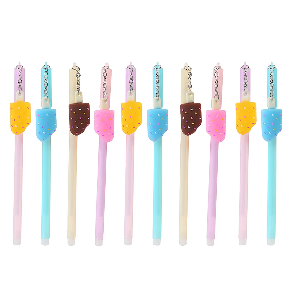 

10 pcs Cartoon Gel Plastic Pendant Pens Neutral Ink Student Stationery Lovely Kids School Supplies Marker Pens