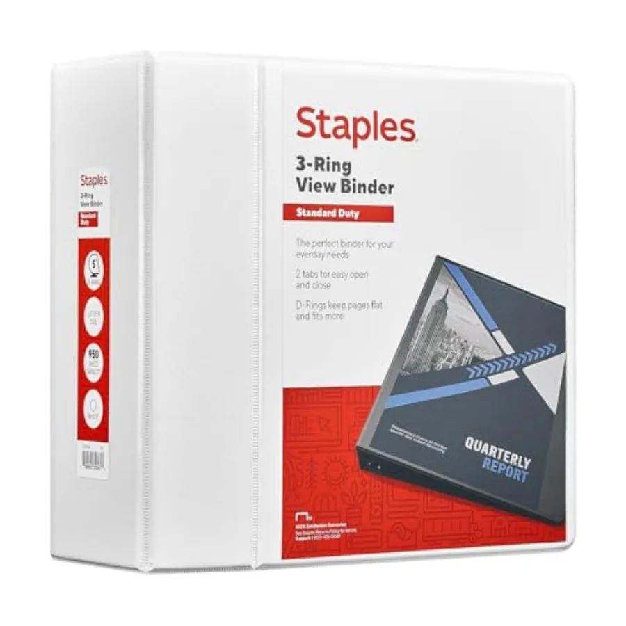 

Standard D-Ring View Binder High Capacity Holds Up to 1 050 Sheets for Presentations and Archiving