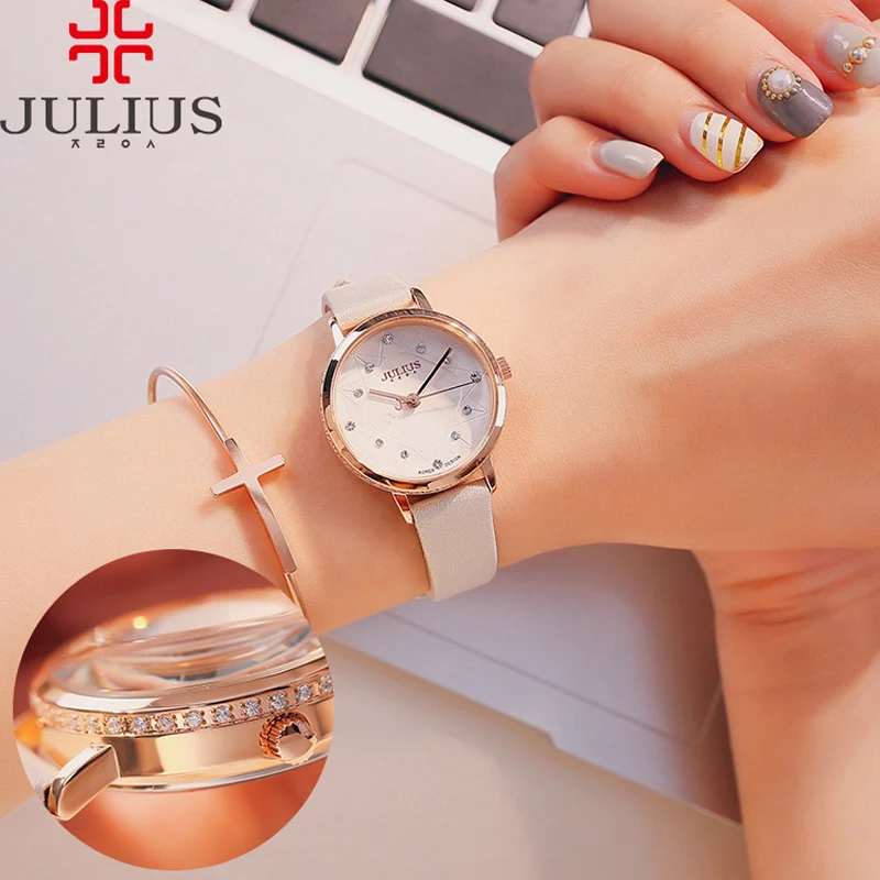 Final Sale Discount Julius Women\'s Watch Japan Quartz Real Leather Girl\'s Hours Fashion Clock No Box