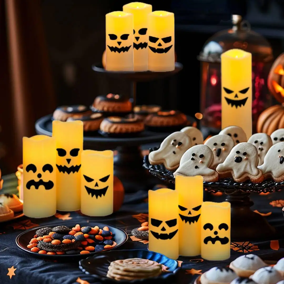 Imagem -02 - Bateria Operado Velas de Halloween com Controle Remoto e Temporizador Fantasma Bruxuleante Velas Pilar Led Decoração de Halloween 1248 Pcs