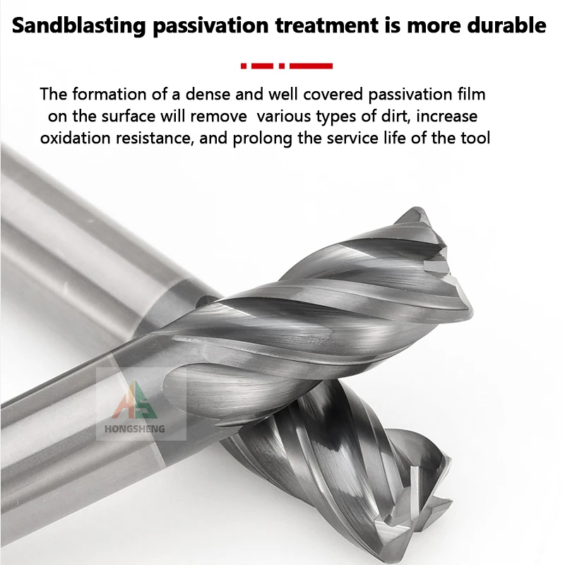 HRC70 Eckradius-Schaftfräser Hartmetall CNC-Bearbeitung Fräser R1 R2 für Edelstahl-Titanlegierung 123456789 -20 4 Flöte