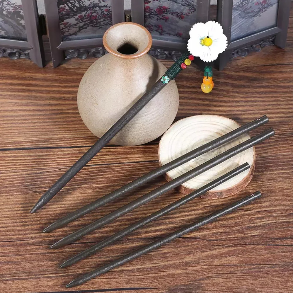 Hair Jewelry 5Pcs Classical Chinese For Tiaras Making Handmade Hair Stick DIY Hairpin Accessories Wooden Hairpin Blank Base