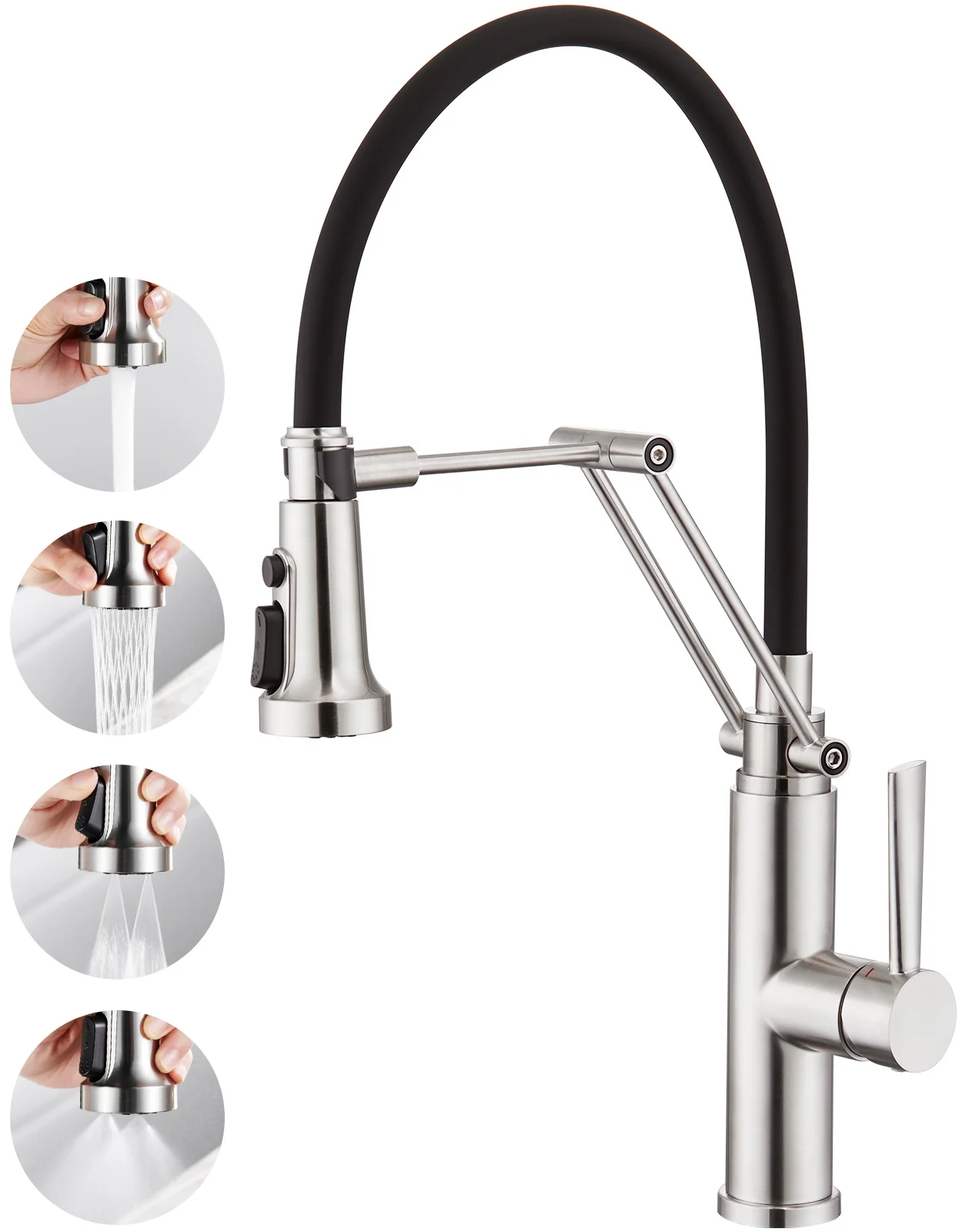 

Pull Down Kitchen Sink Hot And Cold Stainless Steel Faucet OEM