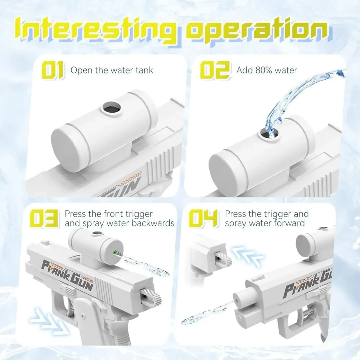 Scherzo creativo Pistola a spruzzo d'acqua inversa a doppia faccia Tattiche di trucco estivo Doppio spruzzo d'acqua direzionale Mini pistola ad acqua divertente