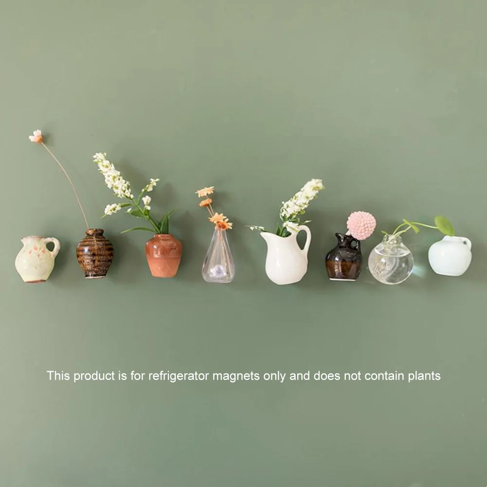 Mini Vase Magnets DIY Porcelain Vase Refrigerator Magnet Wear Resist Creative Message Sticker for Air Conditioners Fridge House