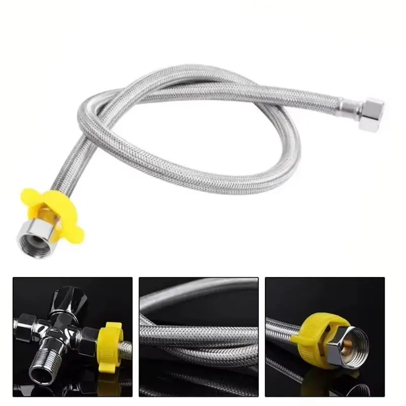 50cm 1/ 2inch Stainless Steel Explosion-Proof Flexible Braided Hose Faucet Water Pipe, Used for Kitchen and Bathroom Plumbing
