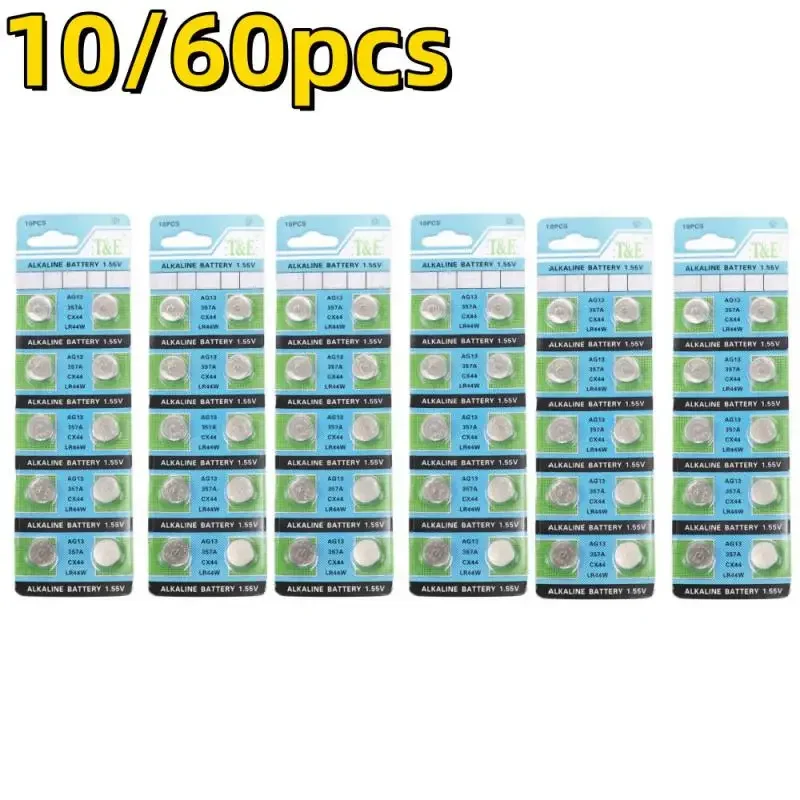 10/60pcs LR44 44 AG13 A76 L1154 357A Alkaline Battery For Toys Remote/Watch Good Quality Cell Coin Watch Toys Remote Battery