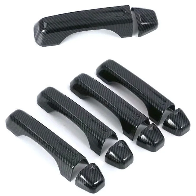 New Carbon Fiber Look Door Handle Cover Trim 10Pcs For Jeep Wrangler Jl 2018 2019