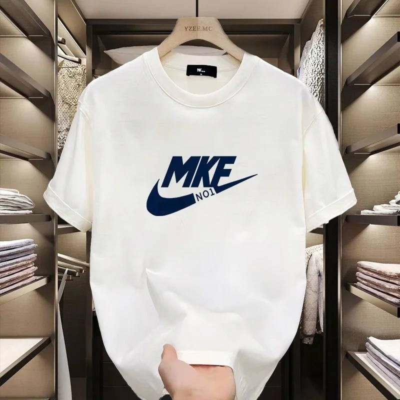 

High-quality Men's Summer New Thickened Pure Cotton Short-sleeve T-shirt, Premium Light Luxury Printed Design Fashion Brand