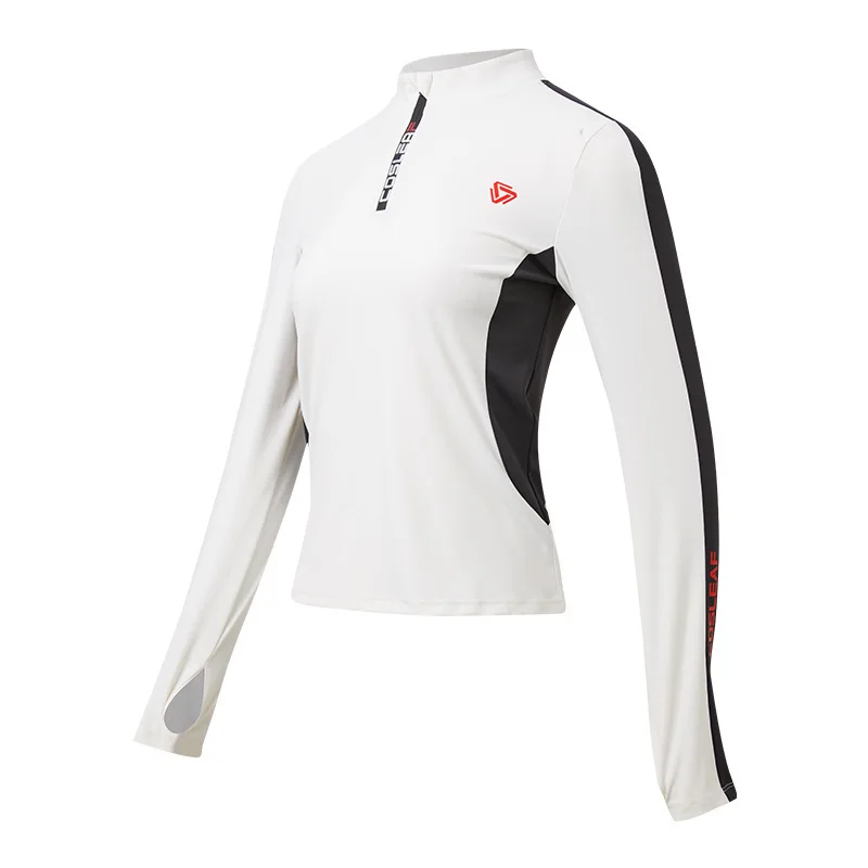 Ultraleichtes Eisseide-Laufshirt für Damen mit langen Ärmeln für heiße Wetterbedingungen, atmungsaktives Golf-Kühlshirt mit halber Ärmellänge – Detail 7