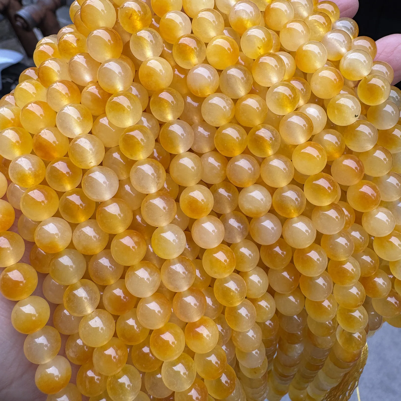 4-12mm Natürliche Eisgelbe Chalcedon-Perlen Heilkristall Lose Perlen für Handgemachte DIY Armband Halskette Schmuckherstellung