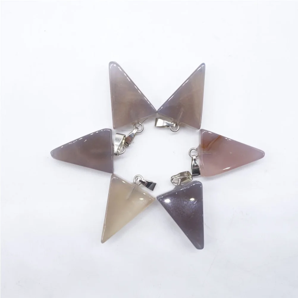 

10Pcs Mixed Stone Pendants Natural Crystal Geometric Triangle Pentagram Design Smooth Finish for DIY Necklace Bracelet Keychain