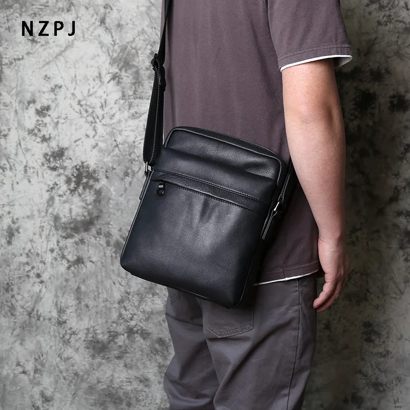 NZPJ Leder herren Schulter Tasche Casual Große-Kapazität Weichem Leder Rucksack Top Schicht Rindsleder Vertikale Messenger Business Tasche – Detail 14
